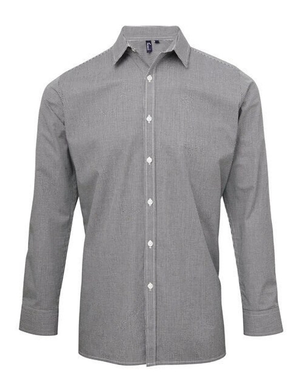 Premier Workwear PR220 - Men's Semi-Fitted Gingham Cotton Long Sleeve Shirt