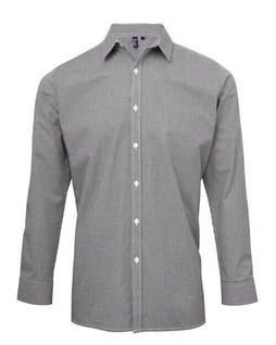 Premier Workwear PR220 - Mens Semi-Fitted Gingham Cotton Long Sleeve Shirt