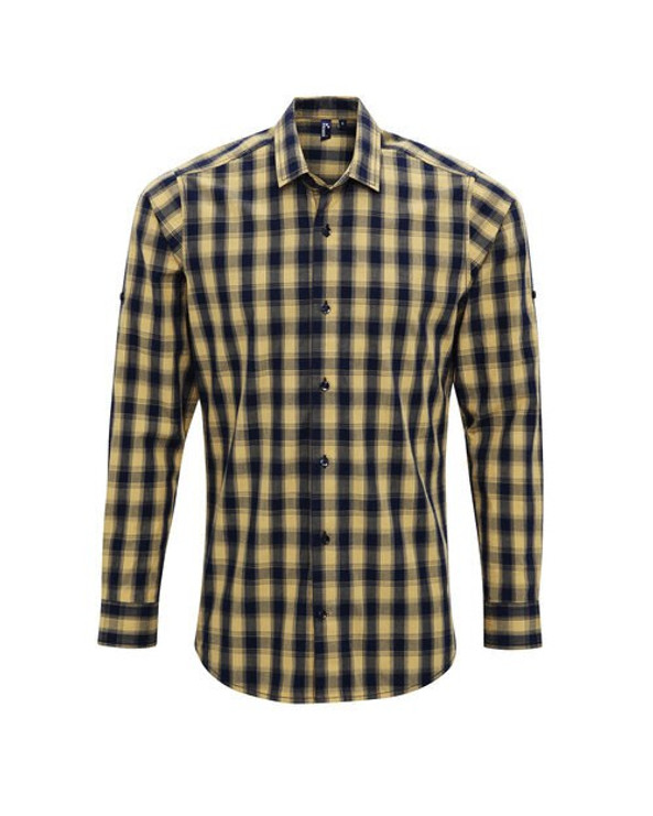 PREMIER WORKWEAR PR250 - MENS MULLIGAN CHECK LONG SLEEVE COTTON SHIRT