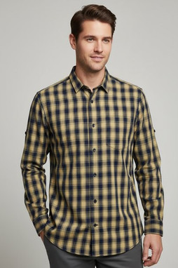 PREMIER WORKWEAR PR250 - MENS MULLIGAN CHECK LONG SLEEVE COTTON SHIRT