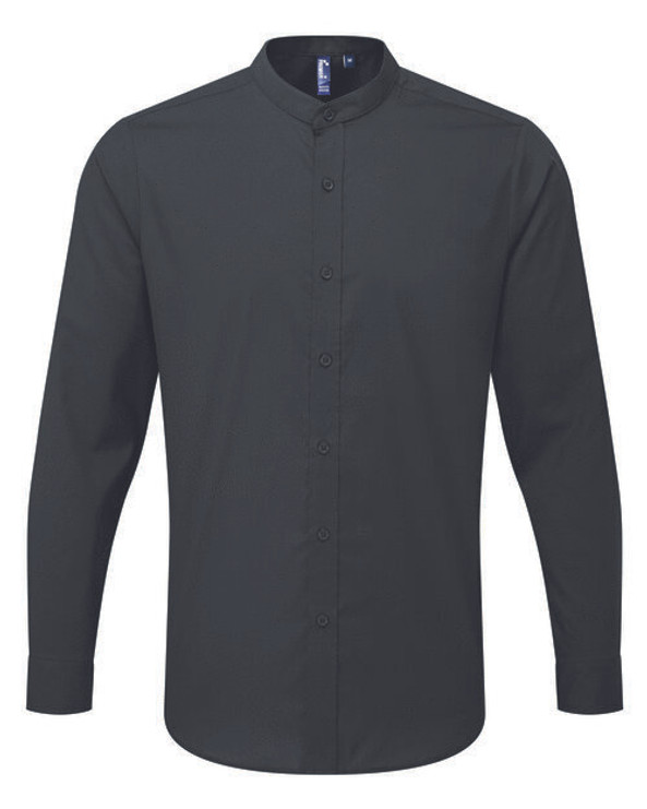 Premier Workwear PR258 - Unisex Long Sleeve Grandad Collar Shirt with Pearl Buttons