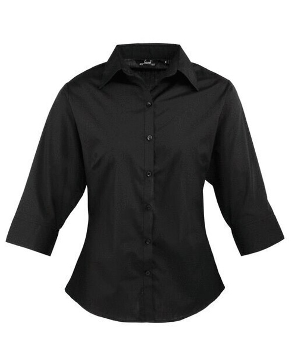 Premier Workwear PR305 - Elegant Women's 3/4 Sleeve Poplin Blouse with Feminine Fit
