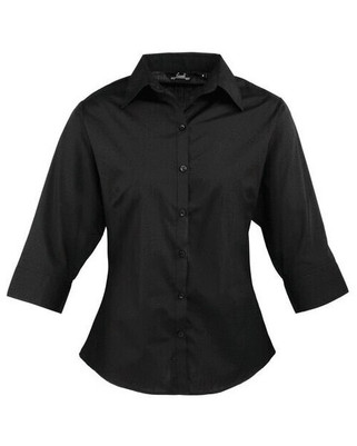 Premier Workwear PR305 - Elegant Womens 3/4 Sleeve Poplin Blouse with Feminine Fit