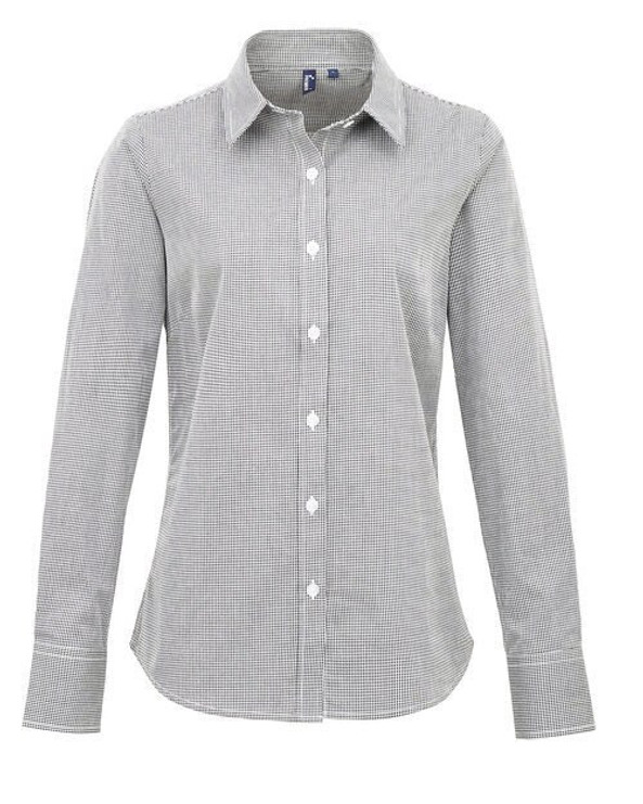 Premier Workwear PR320 - Women's Long Sleeve Gingham Check Cotton Shirt