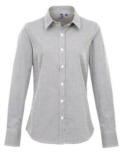 Premier Workwear PR320 - Womens Long Sleeve Gingham Check Cotton Shirt