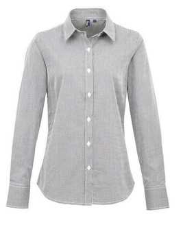 Premier Workwear PR320 - Women's Long Sleeve Gingham Check Cotton Shirt