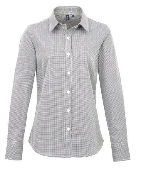 Premier Workwear PR320 - Women's Long Sleeve Gingham Check Cotton Shirt