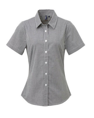 Premier Workwear PR321 - Womens Short Sleeve Gingham Cotton Shirt