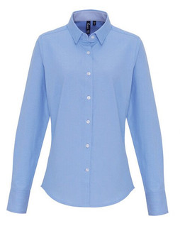 Premier Workwear PR338 - Womens Cotton-Poly Oxford Striped Semi-Fitted Shirt