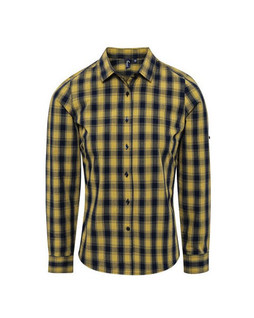 Premier Workwear PR350 - Womens Cotton Checkered Long Sleeve Shirt with Roll-Up