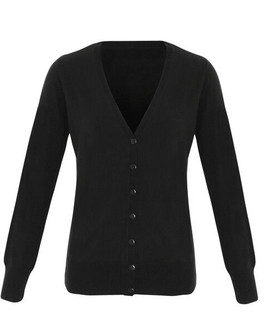 Premier Workwear PR402 - Elegant V-Neck Acrylic Ladies Cardigan with Ribbed Knit