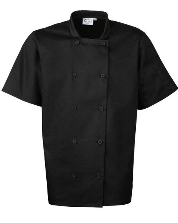 Premier Workwear PR656 - Professional Short Sleeve Chef's Jacket with Pen Pocket