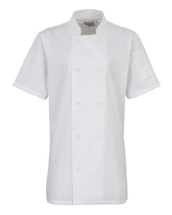 Premier Workwear PR670 - Professional Women's Short Sleeve Chef Jacket