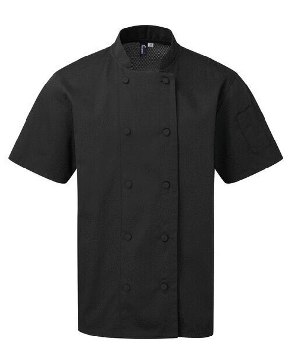 Premier Workwear PR902 - Professional Coolchecker Chef Jacket with Short Sleeves