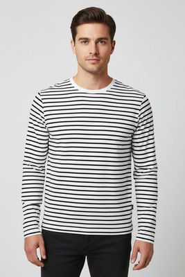 Skinni Fit SF204 - Classic Unisex Striped Long Sleeve Cotton Tee