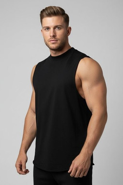 Skinni Fit SF232 - Mens High Neck Raw Edge Armhole Vest