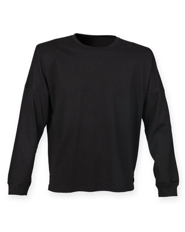 Skinni Fit SF514 - Oversized Unisex Cotton Slogan Top with Ribbed Neck