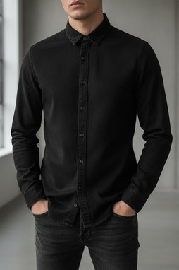 SO DENIM SD040 - Modern Fit Cotton Denim Shirt with Satin Weave