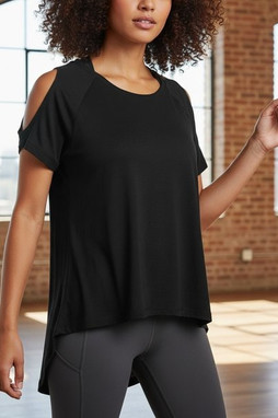 Skinni Fit SK233 - Womens Cut-Out Shoulder Drop Tail Tee