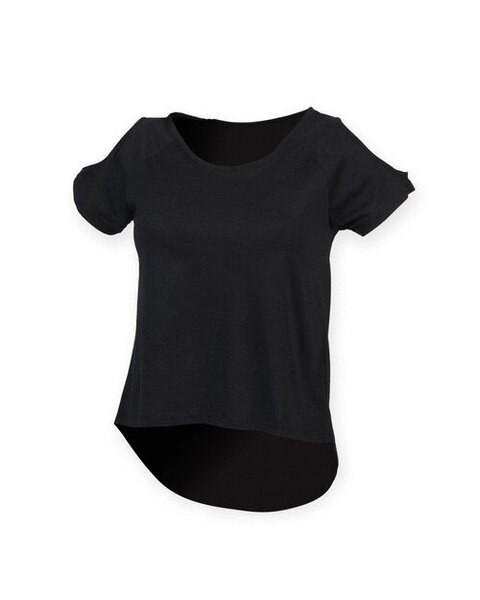 Skinni Fit SK233 - Women's Cut-Out Shoulder Drop Tail Tee