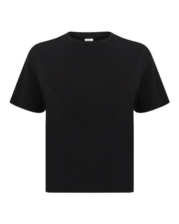 Skinni Fit SK237 - Women's Cropped Boxy T-Shirt with Stretch Neckline