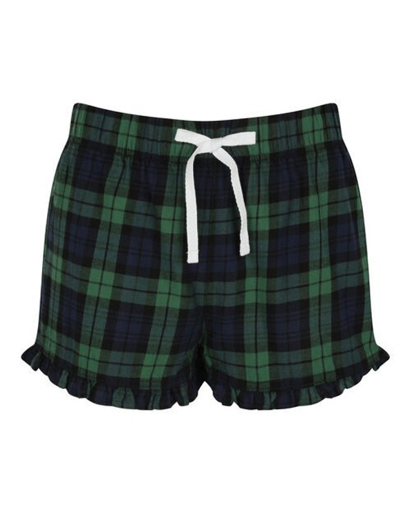 Skinni Fit SK082 - Women's Tartan Frill Hem Elastic Waist Shorts