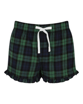 Skinni Fit SK082 - Women's Tartan Frill Hem Elastic Waist Shorts