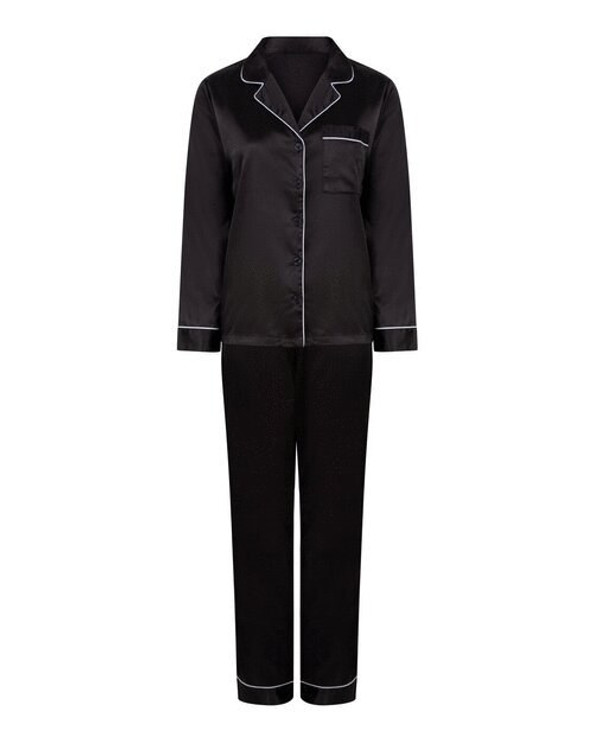 Towel city TC055 - Elegant Satin Long Sleeve Pyjama Set for Women