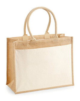 Westford mill W427 - Eco-Friendly Laminated Jute Shopper with Cotton Handles