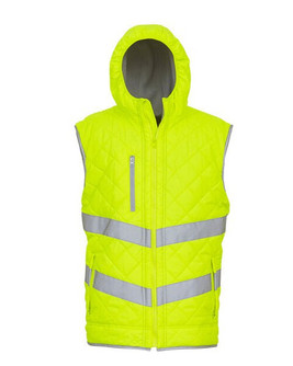 Yoko HV007 - High-Visibility Quilted Hooded Safety Gilet