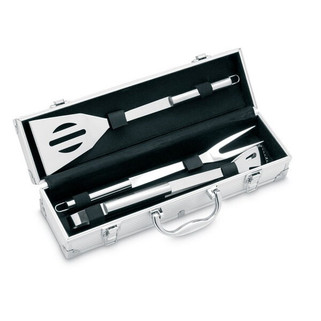 ASADOR Premium 3-Piece BBQ Tool Set in Aluminium Case - GiftRetail IT3475
