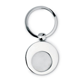 GiftRetail IT3866 - EURING Round Metal Key Ring with Trolley Token