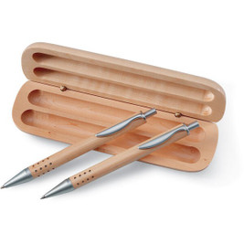 GiftRetail KC1701 - DEMOIN Elegant Wooden Box Pen and Pencil Gift Set