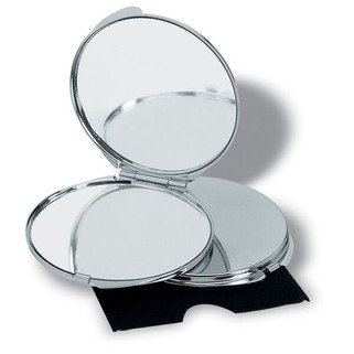 GUAPAS Elegant Chrome Dual-Sided Makeup Mirror with Case - GiftRetail KC2204