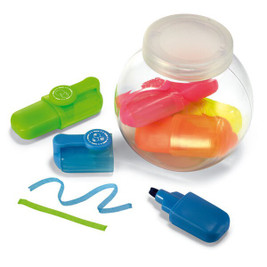 GiftRetail KC2520 - FUN FOR FIVE Compact Set of 5 Highlighters in PET Container