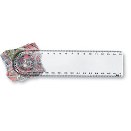 GiftRetail KC3102 - LASTA Multifunctional 15cm Ruler with Magnifier & Protractor