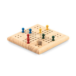 GiftRetail MO6110 - LUDO Classic Wooden Ludo Game with Cotton Pouch