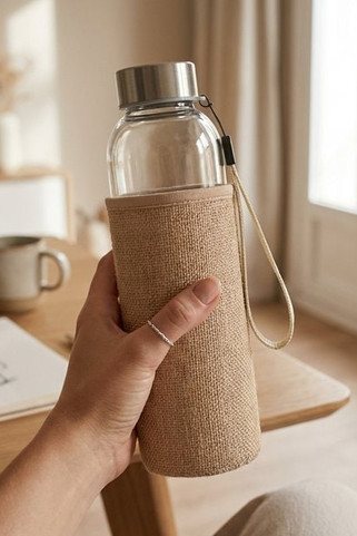 UTAH TOUCH Eco-Friendly Glass Bottle with Neoprene Pouch 500ml - GiftRetail MO6168