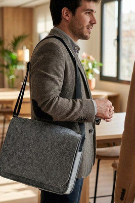 BAGLO RPET Eco-Friendly RPET Felt Laptop Messenger Bag - GiftRetail MO6186