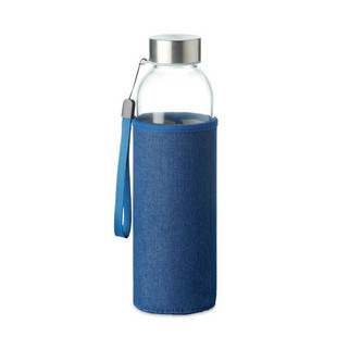 UTAH DENIM Eco-Friendly Glass Bottle with Denim Neoprene Pouch - GiftRetail MO6192