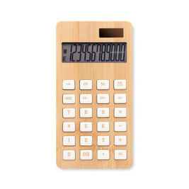 GiftRetail MO6216 - CALCUBIM Eco-Friendly 12-Digit Bamboo Calculator with Dual Power