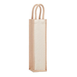 GiftRetail MO6258 - CAMPO DI VINO Elegant Jute and Canvas Wine Gift Bag for One Bottle