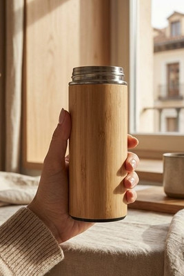 TAMPERE Eco-Friendly Bamboo Stainless Steel Travel Bottle - GiftRetail MO6272
