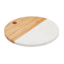 GiftRetail MO6312 - HANNSU Elegant Marble and Bamboo Circular Serving Board