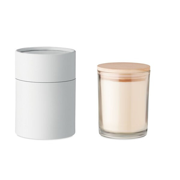 ANCIENT HIGH Vanilla Scented Candle with Bamboo Lid in Gift Box - GiftRetail MO6316