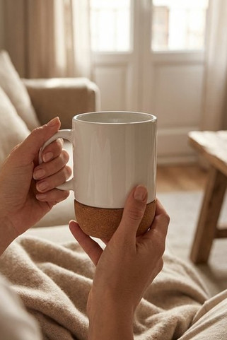 SUBCORK Chic Ceramic Mug with Natural Cork Base - GiftRetail MO6323