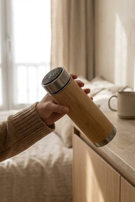 PANAY Eco-Friendly Stainless Steel Bamboo Thermos 480ml - GiftRetail MO6327