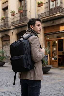 SINGAPORE Eco-Friendly 300D RPET Laptop Backpack with USB Port - GiftRetail MO6329