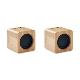 GiftRetail MO6389 - AUDIO SET Eco-Friendly Bamboo Wireless Speaker Set with LED