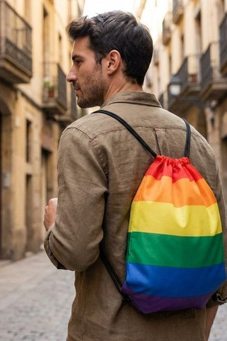 BOW Eco-Friendly Rainbow RPET Drawstring Backpack - GiftRetail MO6436